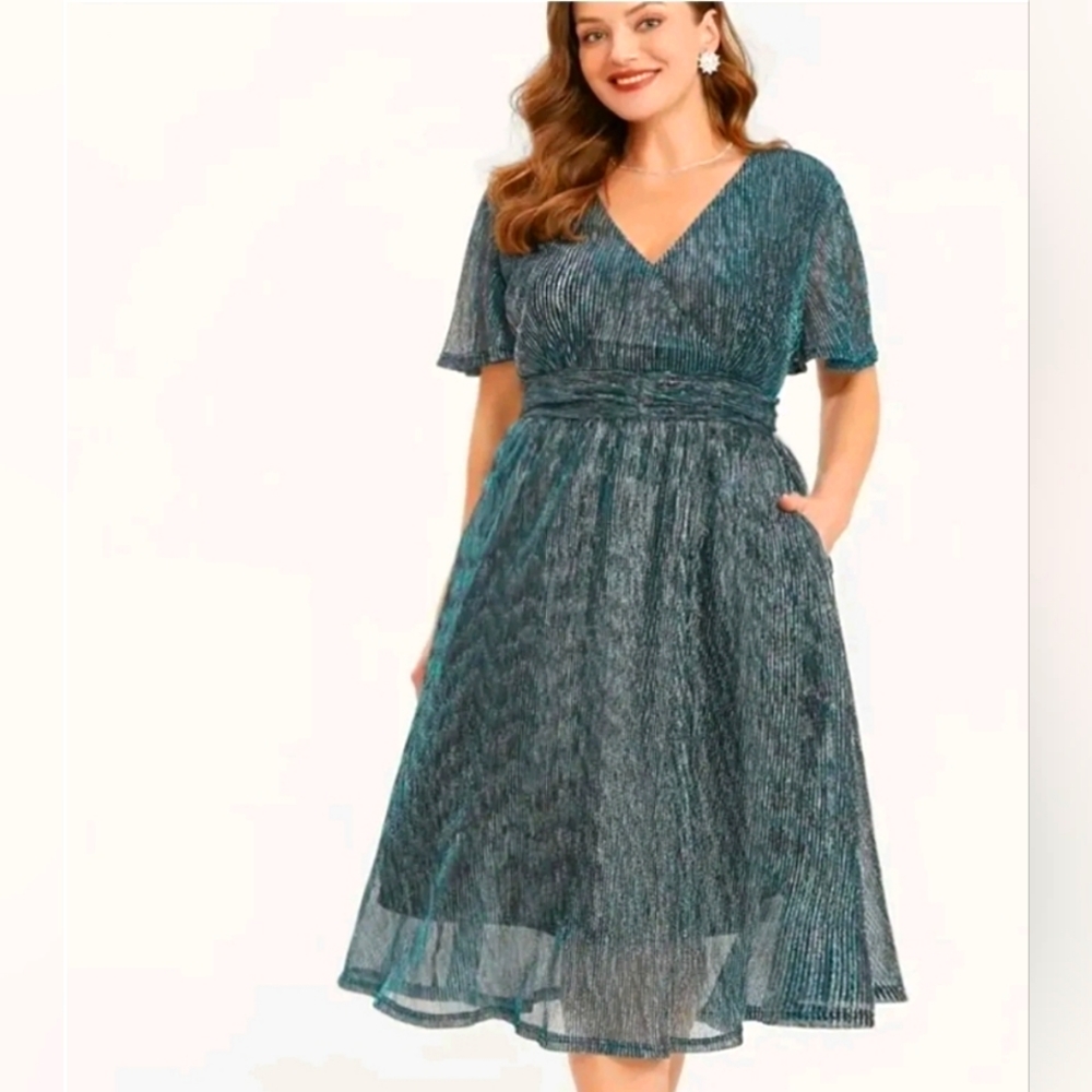 BloomChic Teal Midi Dress